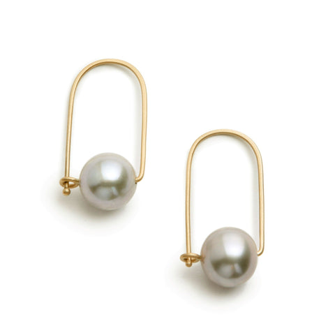 <!--ER924--> SALE -ROSE GOLD, wide pearl arch earrings