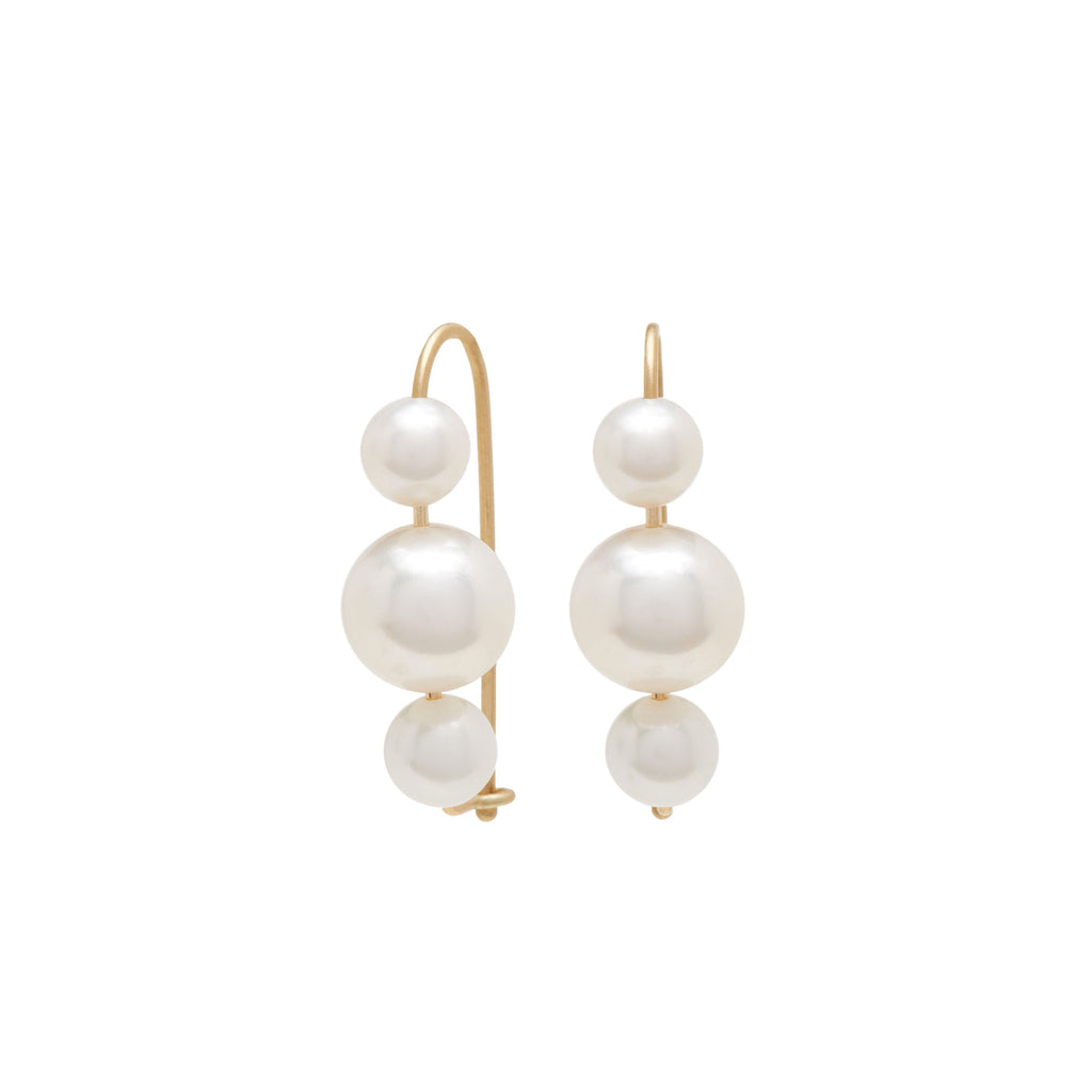 <!--ER928-->SALE -triple white pearl arch earrings