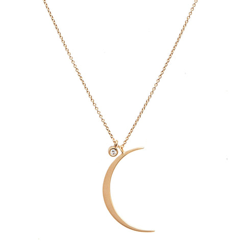 <!--NK914-->crescent moon+diamond necklace