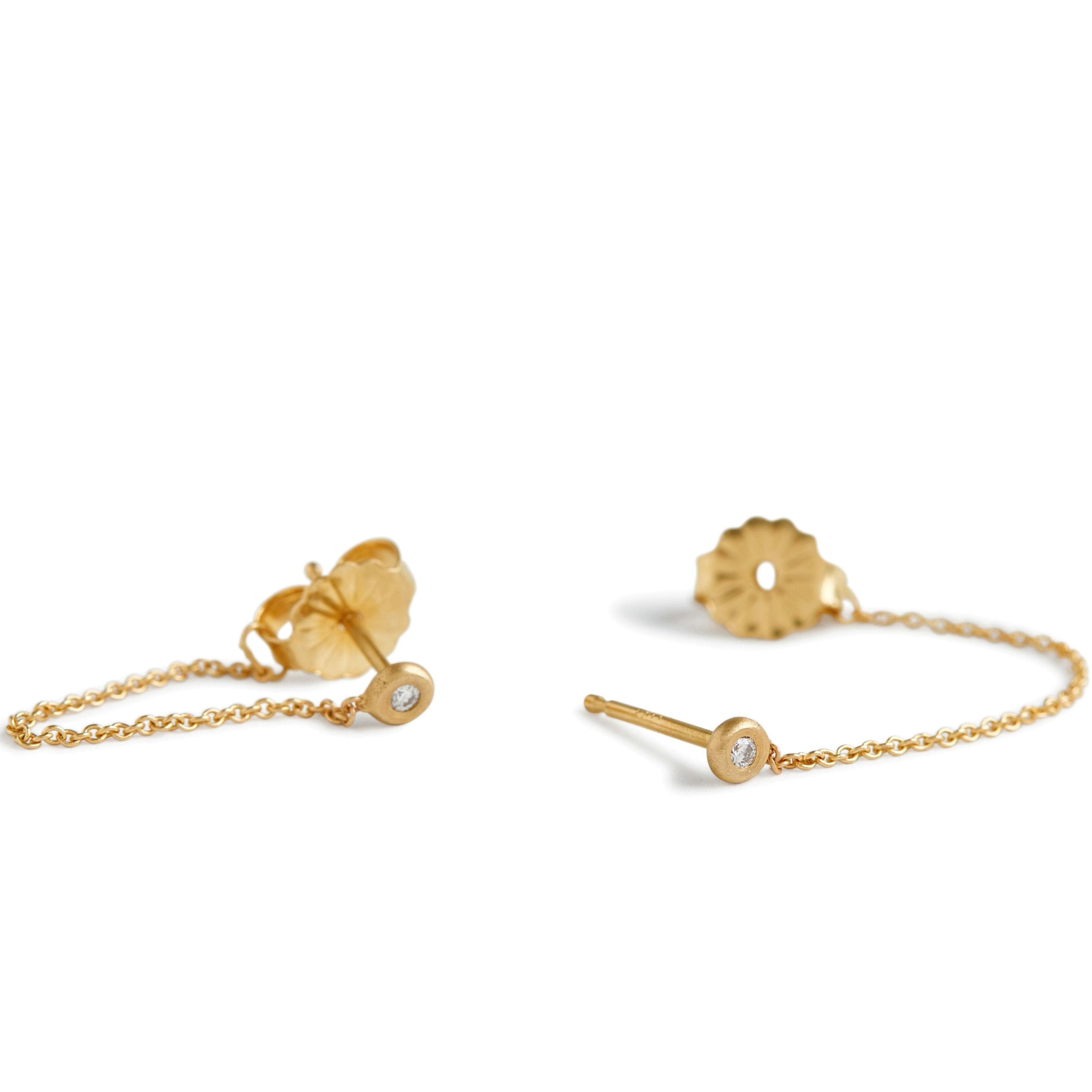 【Carla Caruso】Dot and Chain Earrings single chain studs – Carla Caruso