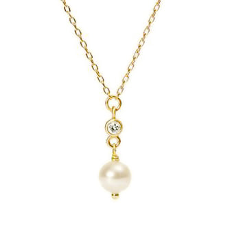 <!--NK638-->pearl sparkler drop necklace