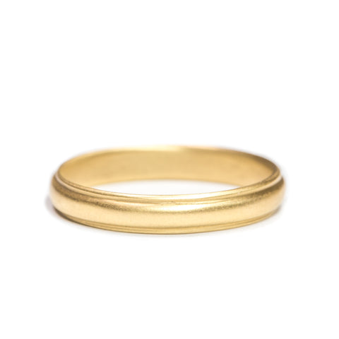 <!--RG545-->small half-round wedding band with rails