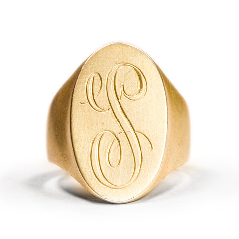 <!--RG451-->oval personalized signet ring 14k