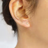 dainty dot stud earrings with diamond