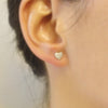 large heart button stud earrings