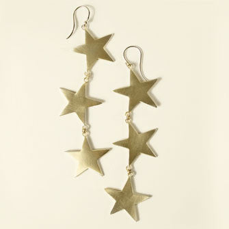 triple giant star earrings