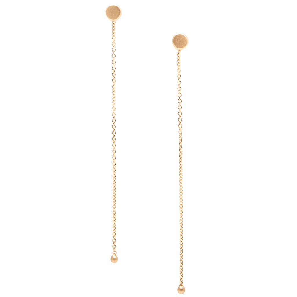 Pearl Front Back Long Link Chain Earrings- URBAETIS Fine Jewelry