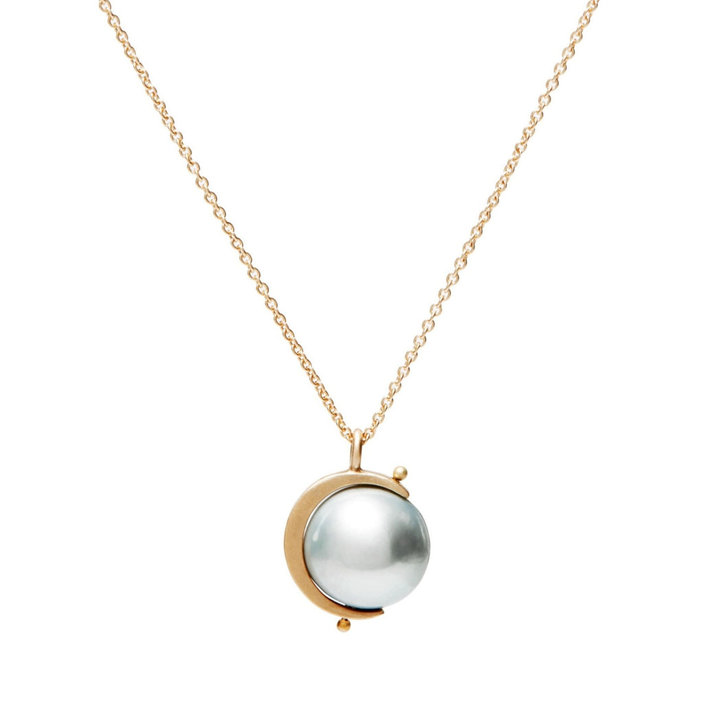 sliver moon+pearl necklace – Carla Caruso