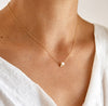 <!--NK672-->dainty necklace with pearl and diamond
