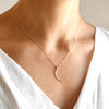 <!--NK914-->crescent moon+diamond necklace