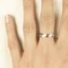 large half-round wedding band with rails