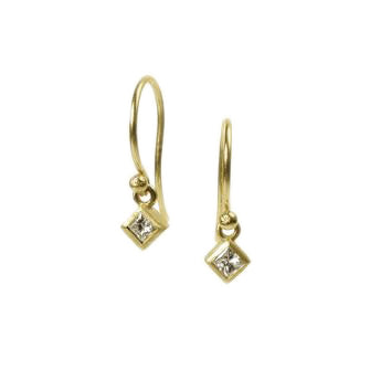 <!--ER605-->dainty earrings with princess cut diamond