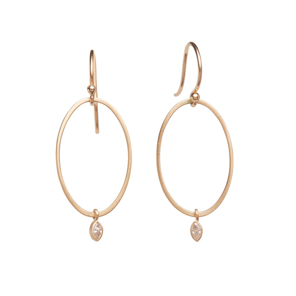 <!--ER965--> open oval earrings with diamond