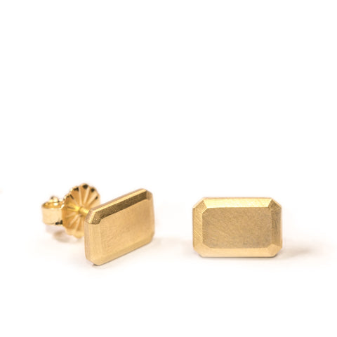 <!--ER792-->SALE - emerald cut gold jewel stud earring SINGLE